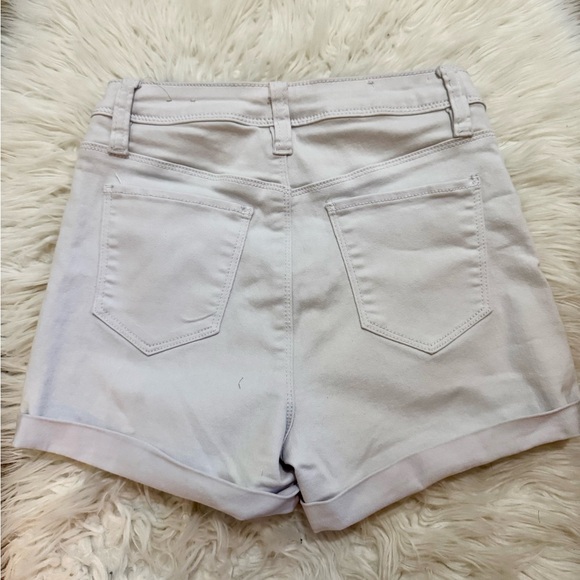 High Rise White Denim Shorts - Picture 2 of 3